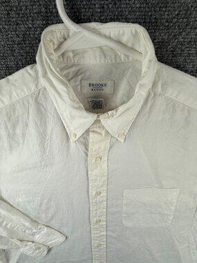 Brooks Brothers Basics White Long Sleeve Button Up Shirt 16 32 Cotton Woven Men